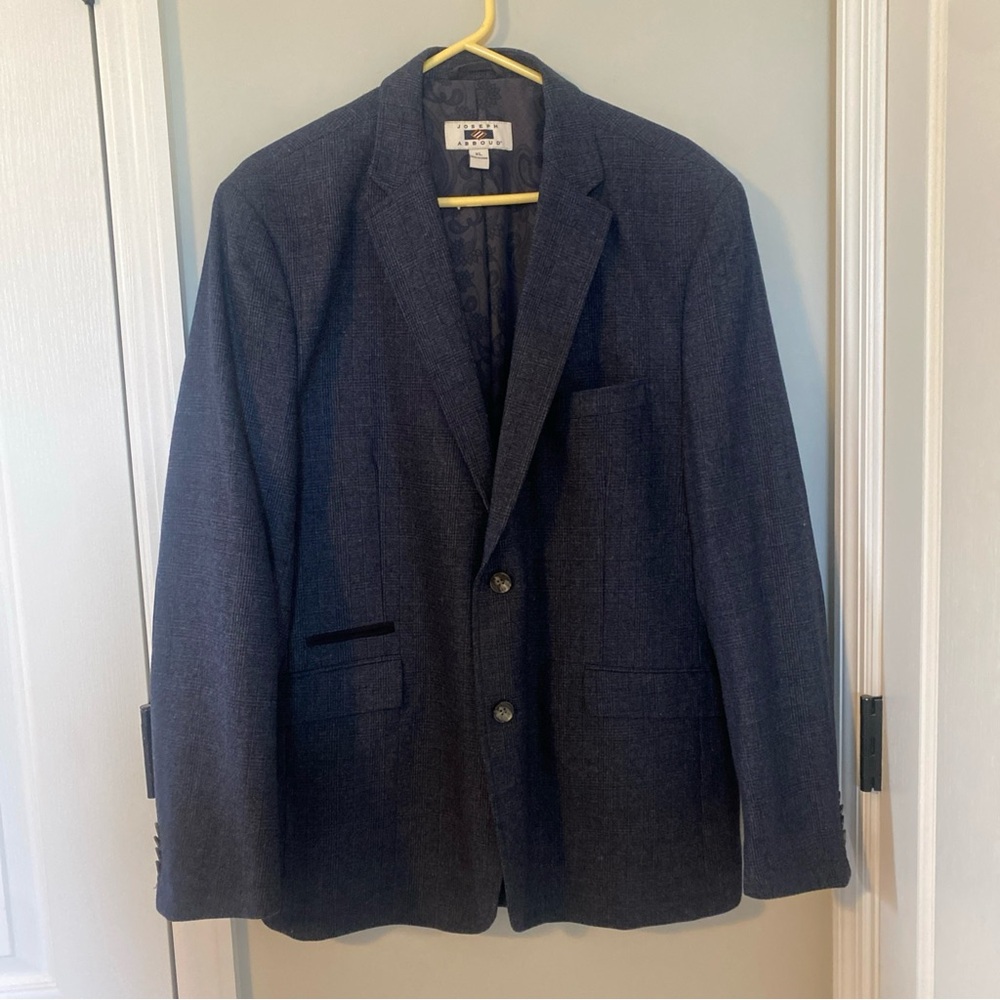 Joseph Abboud Blue Prince Wales Elbow Patch Tweedy Jacket Blazer